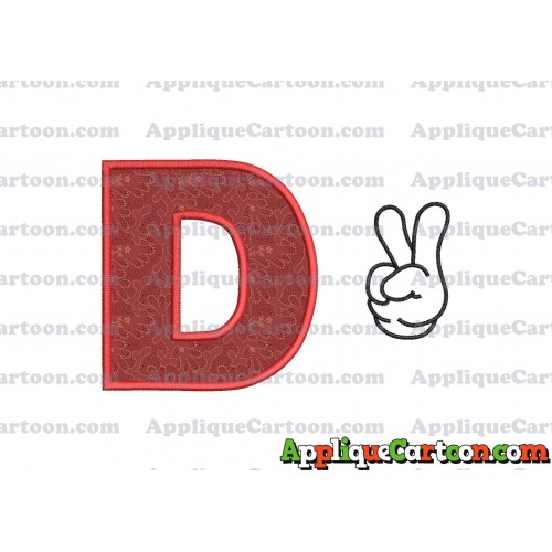Mickey Mouse Disney Peace Sign Applique Design With Alphabet D