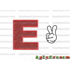Mickey Mouse Disney Peace Sign Applique Design With Alphabet E