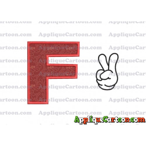 Mickey Mouse Disney Peace Sign Applique Design With Alphabet F