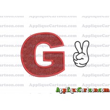 Mickey Mouse Disney Peace Sign Applique Design With Alphabet G