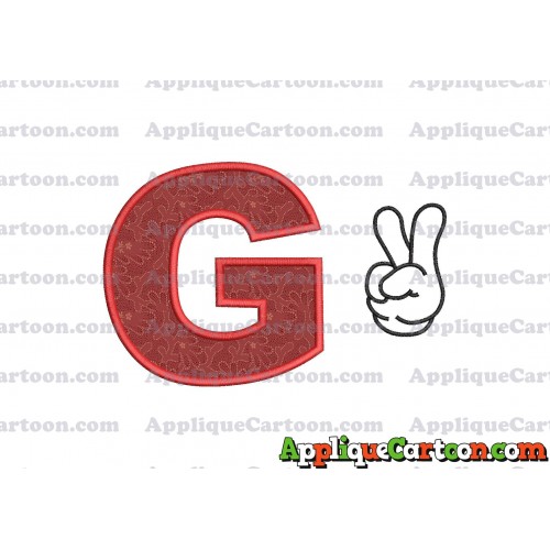 Mickey Mouse Disney Peace Sign Applique Design With Alphabet G