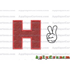 Mickey Mouse Disney Peace Sign Applique Design With Alphabet H