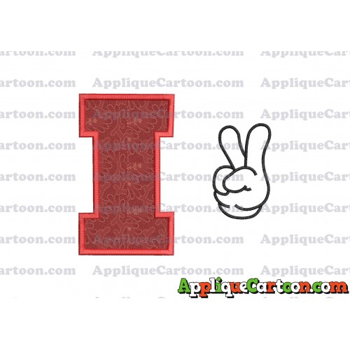 Mickey Mouse Disney Peace Sign Applique Design With Alphabet I