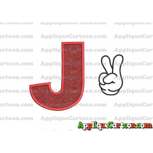 Mickey Mouse Disney Peace Sign Applique Design With Alphabet J
