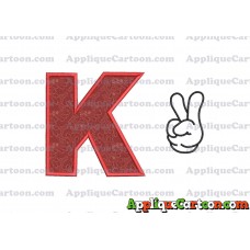 Mickey Mouse Disney Peace Sign Applique Design With Alphabet K