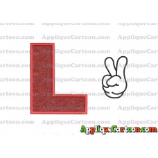 Mickey Mouse Disney Peace Sign Applique Design With Alphabet L