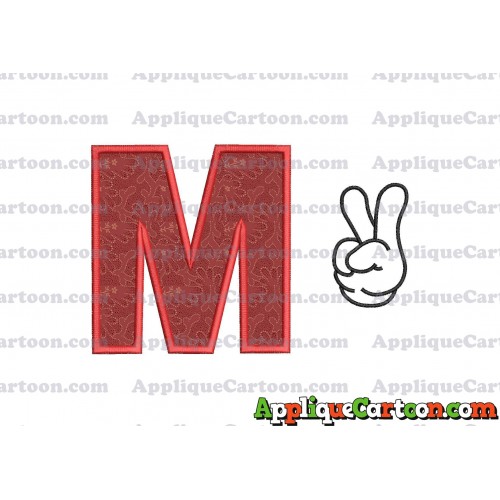 Mickey Mouse Disney Peace Sign Applique Design With Alphabet M