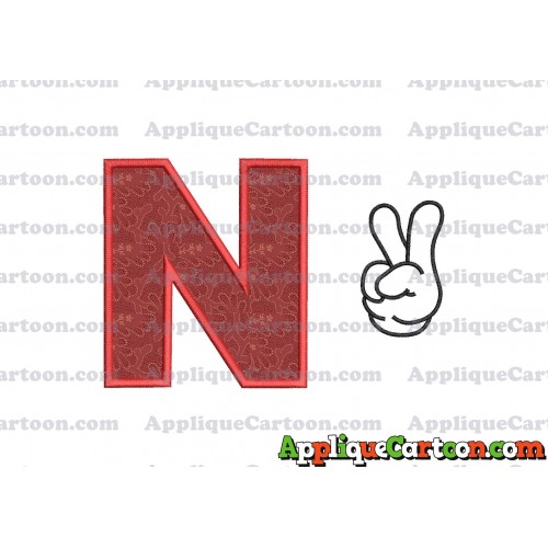 Mickey Mouse Disney Peace Sign Applique Design With Alphabet N