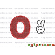 Mickey Mouse Disney Peace Sign Applique Design With Alphabet O