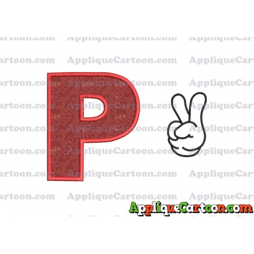 Mickey Mouse Disney Peace Sign Applique Design With Alphabet P