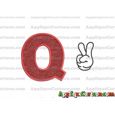Mickey Mouse Disney Peace Sign Applique Design With Alphabet Q