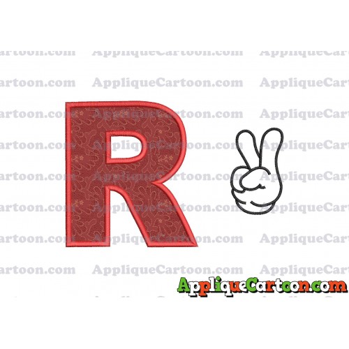 Mickey Mouse Disney Peace Sign Applique Design With Alphabet R