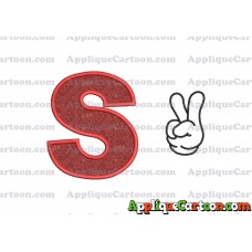 Mickey Mouse Disney Peace Sign Applique Design With Alphabet S