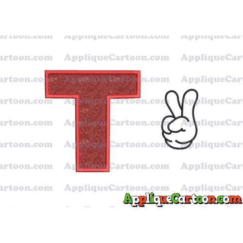 Mickey Mouse Disney Peace Sign Applique Design With Alphabet T
