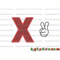 Mickey Mouse Disney Peace Sign Applique Design With Alphabet X