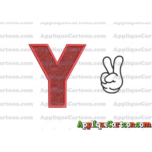 Mickey Mouse Disney Peace Sign Applique Design With Alphabet Y