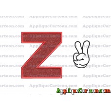 Mickey Mouse Disney Peace Sign Applique Design With Alphabet Z