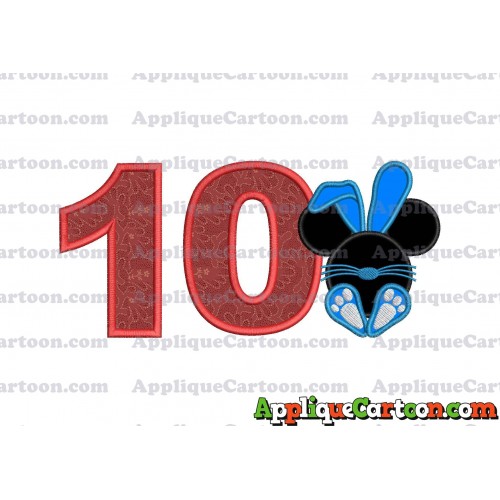 Mickey Mouse Easter Bunny Applique Embroidery Design Birthday Number 10