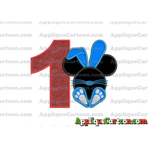 Mickey Mouse Easter Bunny Applique Embroidery Design Birthday Number 1
