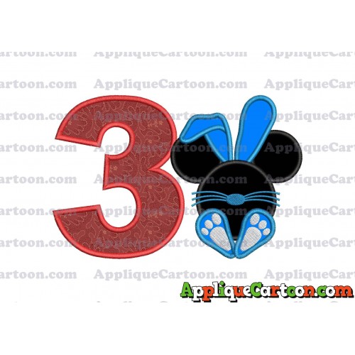 Mickey Mouse Easter Bunny Applique Embroidery Design Birthday Number 3