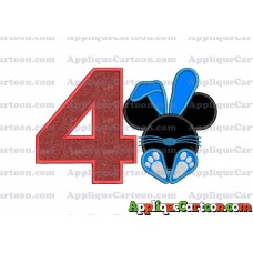Mickey Mouse Easter Bunny Applique Embroidery Design Birthday Number 4