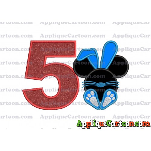 Mickey Mouse Easter Bunny Applique Embroidery Design Birthday Number 5