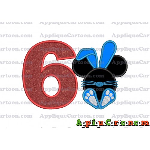 Mickey Mouse Easter Bunny Applique Embroidery Design Birthday Number 6