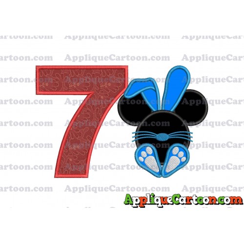 Mickey Mouse Easter Bunny Applique Embroidery Design Birthday Number 7
