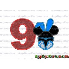 Mickey Mouse Easter Bunny Applique Embroidery Design Birthday Number 9