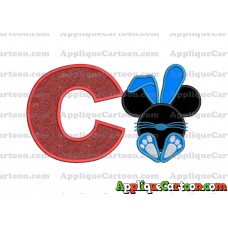 Mickey Mouse Easter Bunny Applique Embroidery Design With Alphabet C