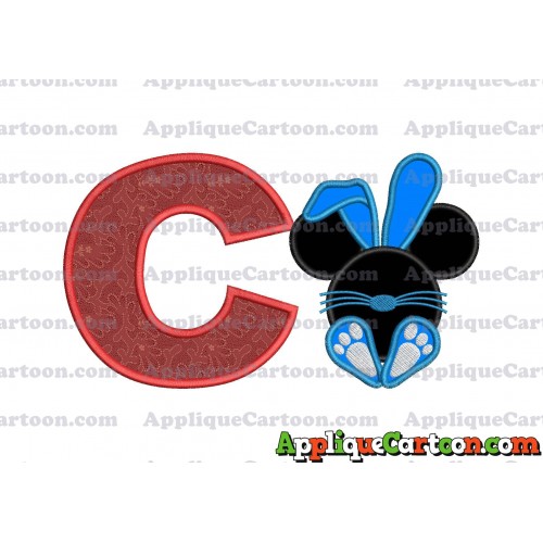 Mickey Mouse Easter Bunny Applique Embroidery Design With Alphabet C