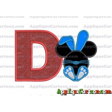 Mickey Mouse Easter Bunny Applique Embroidery Design With Alphabet D