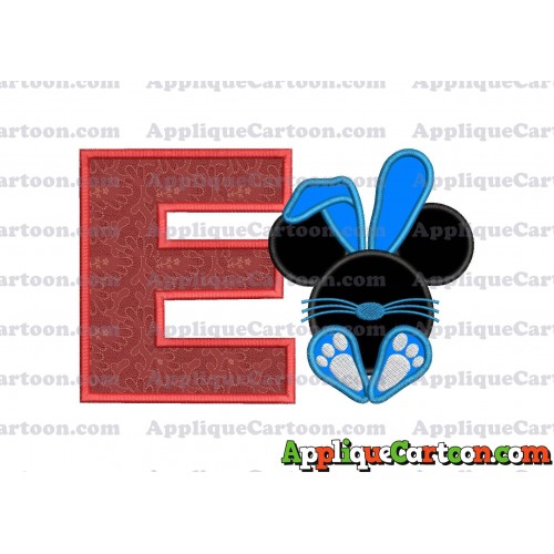 Mickey Mouse Easter Bunny Applique Embroidery Design With Alphabet E