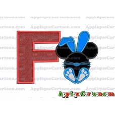 Mickey Mouse Easter Bunny Applique Embroidery Design With Alphabet F
