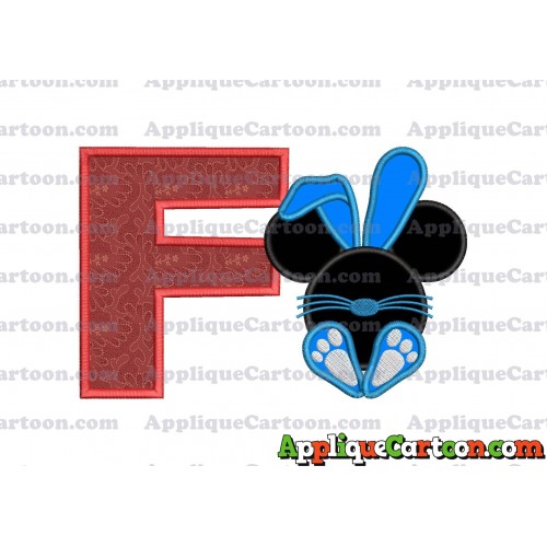 Mickey Mouse Easter Bunny Applique Embroidery Design With Alphabet F