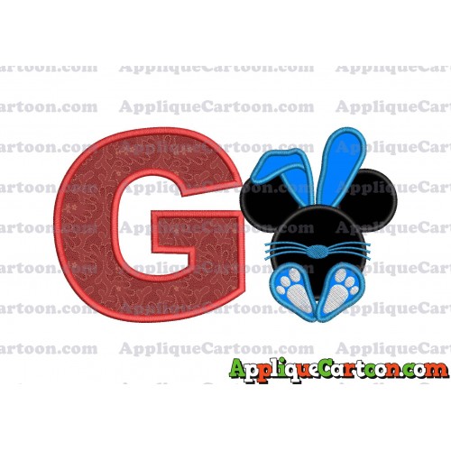 Mickey Mouse Easter Bunny Applique Embroidery Design With Alphabet G