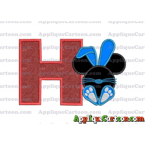 Mickey Mouse Easter Bunny Applique Embroidery Design With Alphabet H