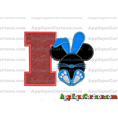 Mickey Mouse Easter Bunny Applique Embroidery Design With Alphabet I