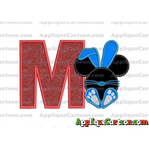 Mickey Mouse Easter Bunny Applique Embroidery Design With Alphabet M