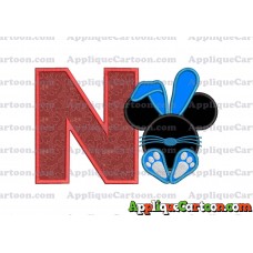 Mickey Mouse Easter Bunny Applique Embroidery Design With Alphabet N