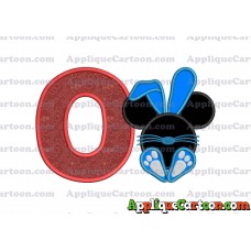 Mickey Mouse Easter Bunny Applique Embroidery Design With Alphabet O