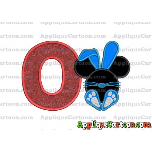 Mickey Mouse Easter Bunny Applique Embroidery Design With Alphabet O