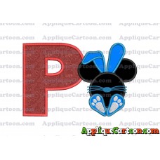 Mickey Mouse Easter Bunny Applique Embroidery Design With Alphabet P