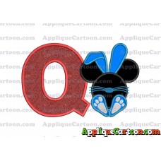 Mickey Mouse Easter Bunny Applique Embroidery Design With Alphabet Q
