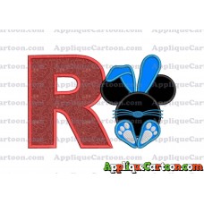 Mickey Mouse Easter Bunny Applique Embroidery Design With Alphabet R
