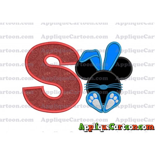 Mickey Mouse Easter Bunny Applique Embroidery Design With Alphabet S