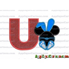 Mickey Mouse Easter Bunny Applique Embroidery Design With Alphabet U
