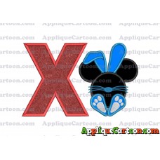 Mickey Mouse Easter Bunny Applique Embroidery Design With Alphabet X