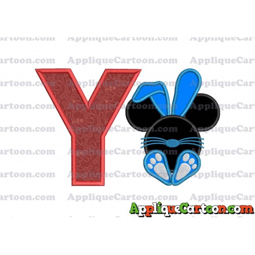 Mickey Mouse Easter Bunny Applique Embroidery Design With Alphabet Y