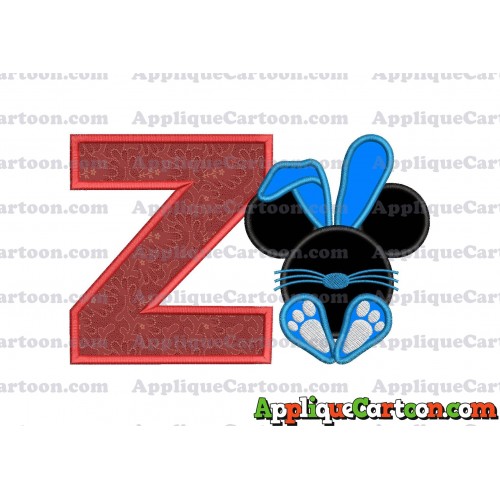 Mickey Mouse Easter Bunny Applique Embroidery Design With Alphabet Z